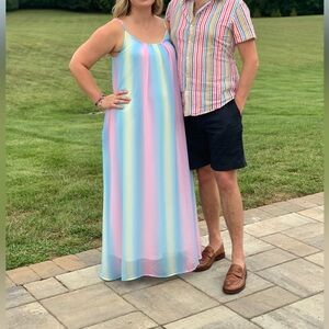 Pastel Striped Maxi Dress